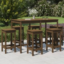 7 Piece Garden Bar Set Black Solid Wood Pine