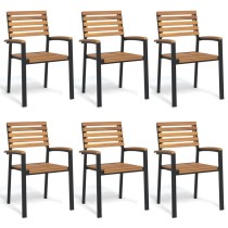 Stackable Garden Chairs 4 pcs Solid Wood Acacia and Metal