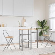 3 Piece Bar Set Grey and...