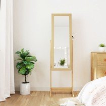 Mirror Jewellery Cabinet with LED Lights Free Standing White