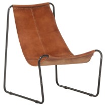 Relaxing Chair Brown Real Leather