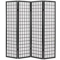 Folding 3-Panel Room Divider Japanese Style 120x170 cm Black