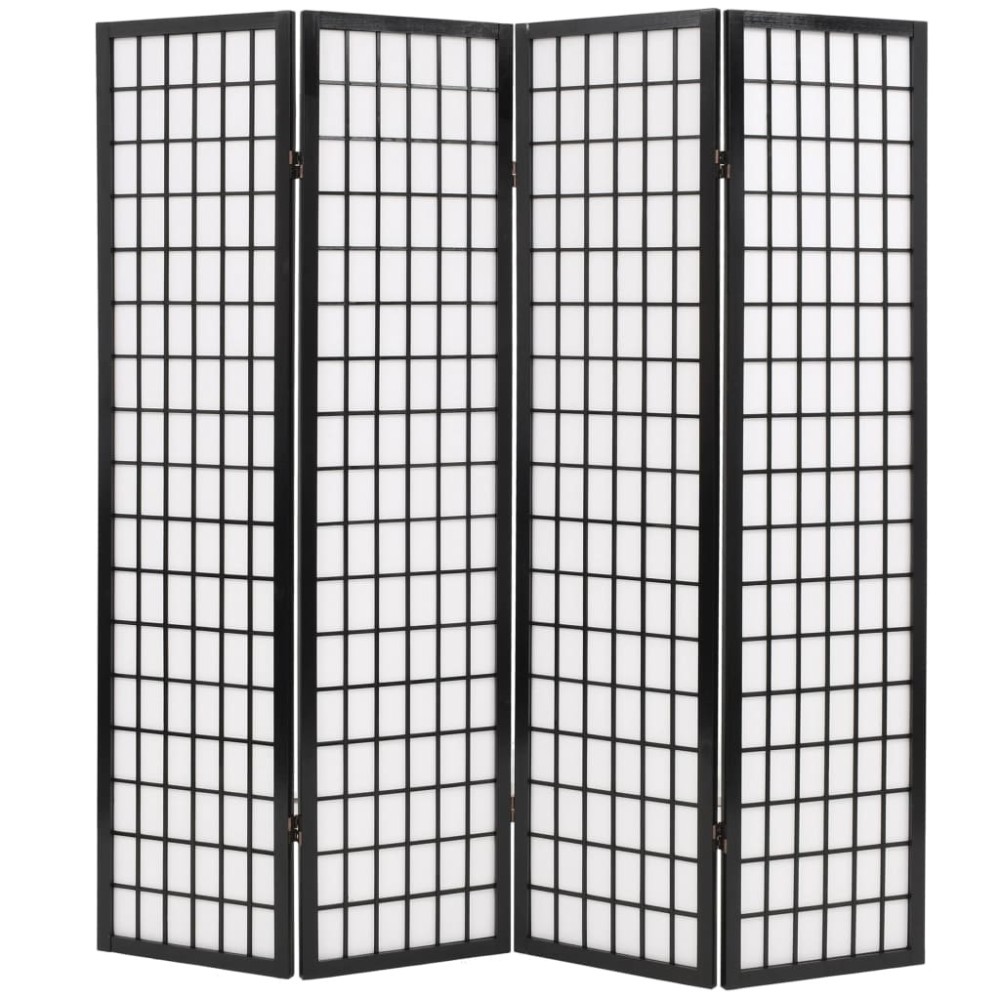 Folding 3-Panel Room Divider Japanese Style 120x170 cm Black
