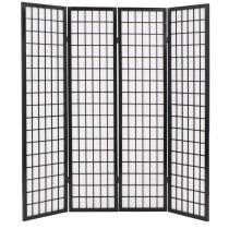 Folding 3-Panel Room Divider Japanese Style 120x170 cm Black