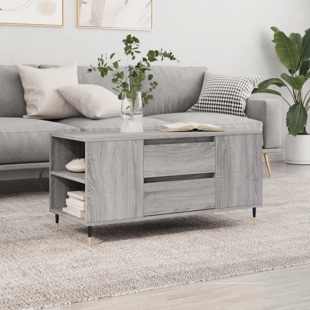 Coffee Table Smoked Oak 102x44.5x50 cm Engineered Wood