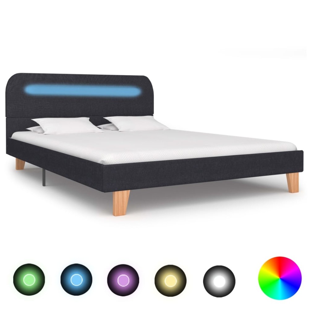 Bed Frame with LED Green Fabric 150x200 cm 5FT King Size