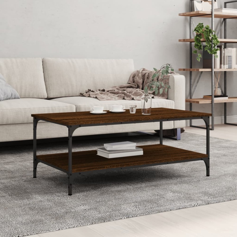 Coffee Table Brown Oak 100x100x40 cm Engineered Wood