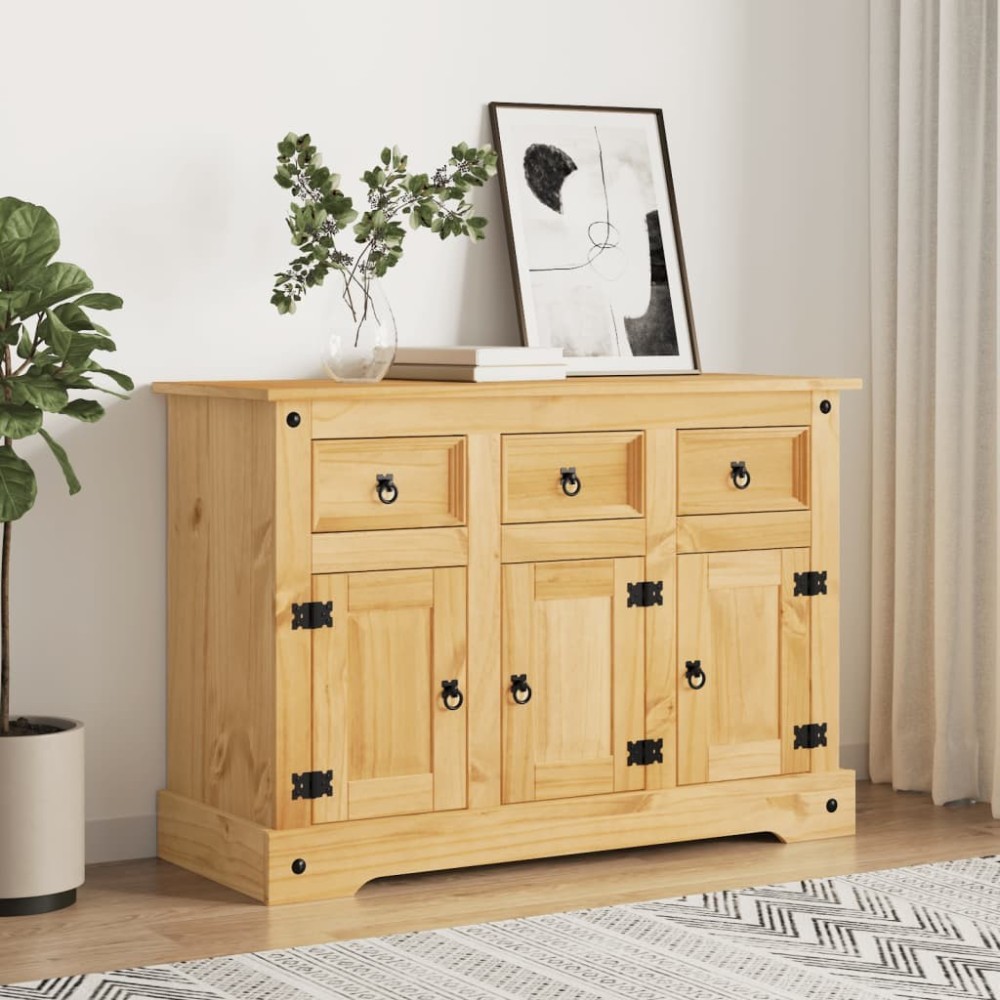 Sideboard Corona Grey 112x43x78 cm Solid Wood Mexican Pine
