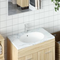 Waschbecken Weiß 37x31x17,5 cm Oval Keramik