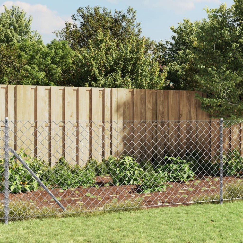 Chain Link Fence with Flange Silver 2.2x25 m
