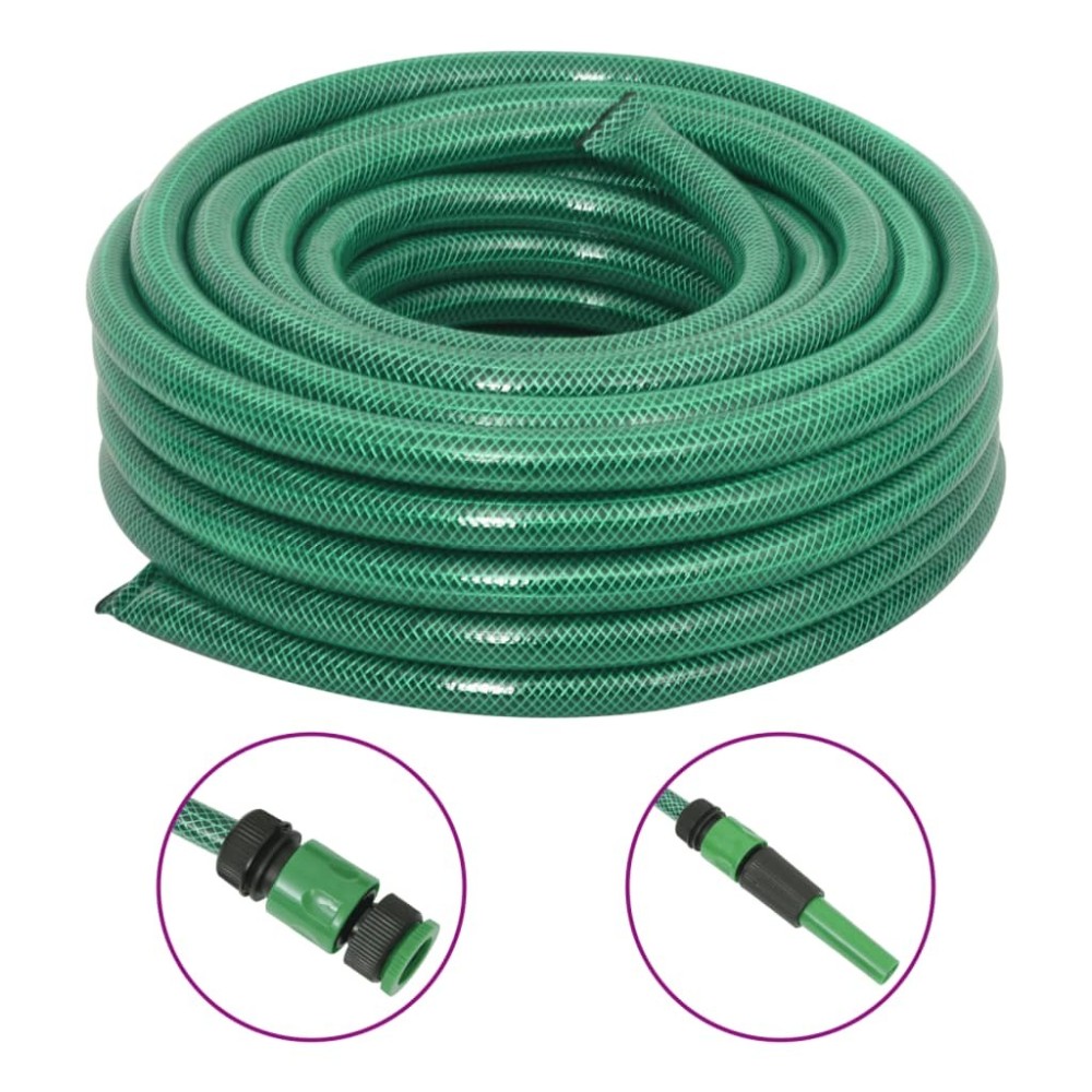 Gartenschlauch mit Armaturen-Set Grün 0,9" 10 m PVC