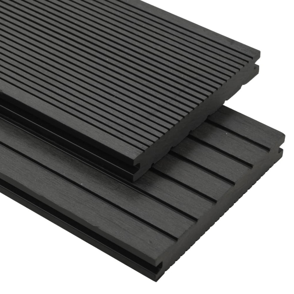 WPC Solid Decking Boards with Accessories 10 mÂ² 2.2 m Teak