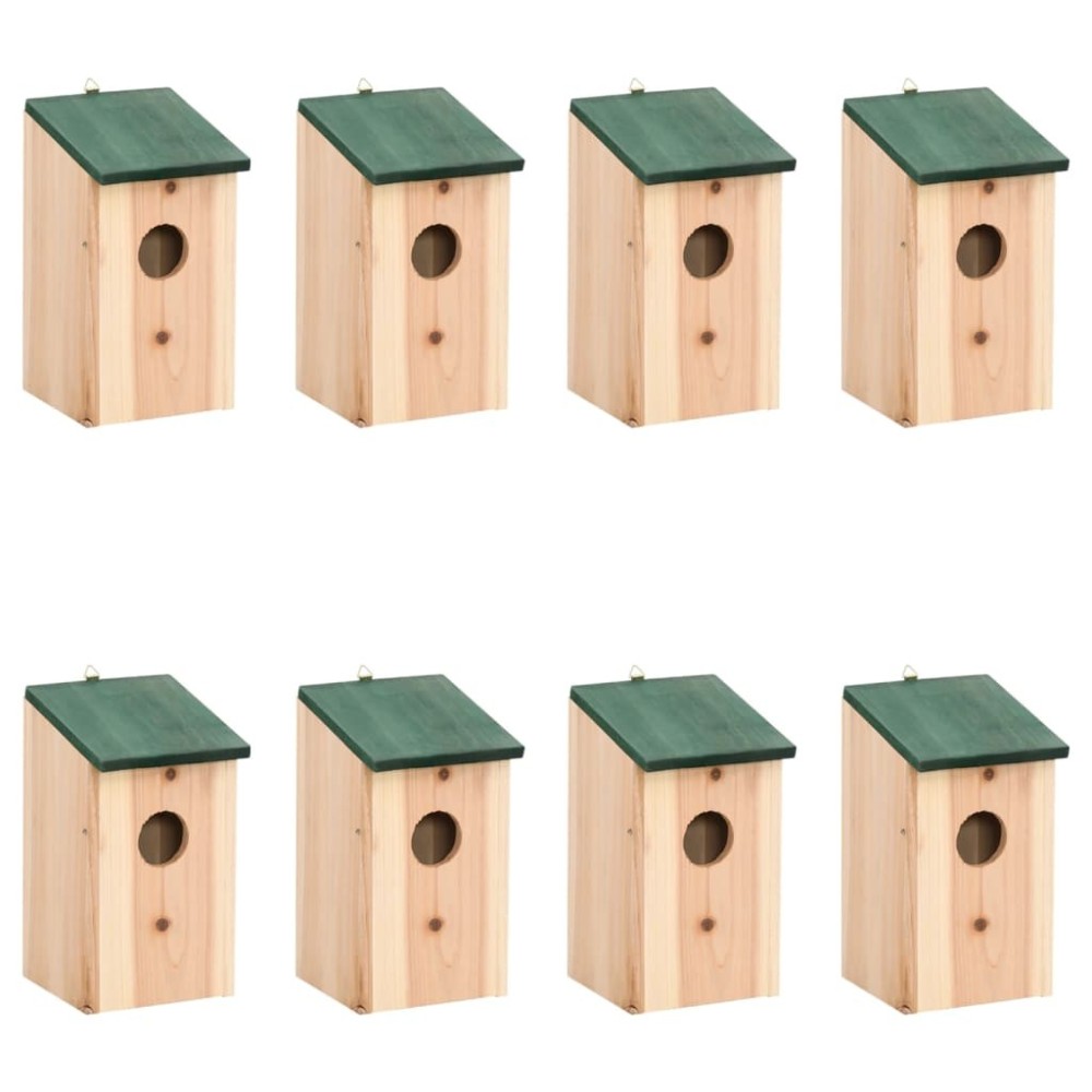 Bird Houses 8 pcs Wood 12x12x22 cm