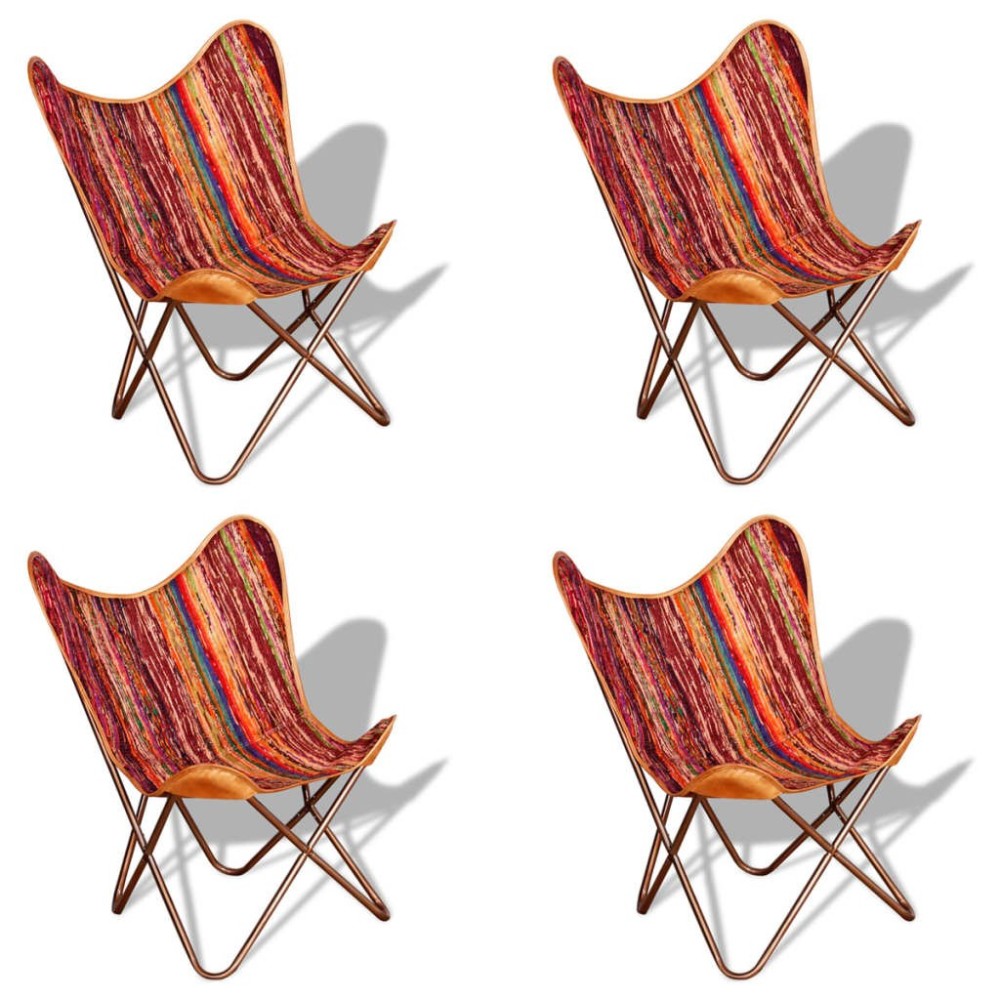 Butterfly Chairs 2 pcs Multicolour Chindi Fabric