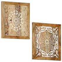 Handgeschnitzte Wandpaneele 2 Stk. Mango Massivholz 60x60x2,5cm
