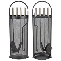 HI Fireplace Tool Set 5 pcs Black 23x14.8x66 cm