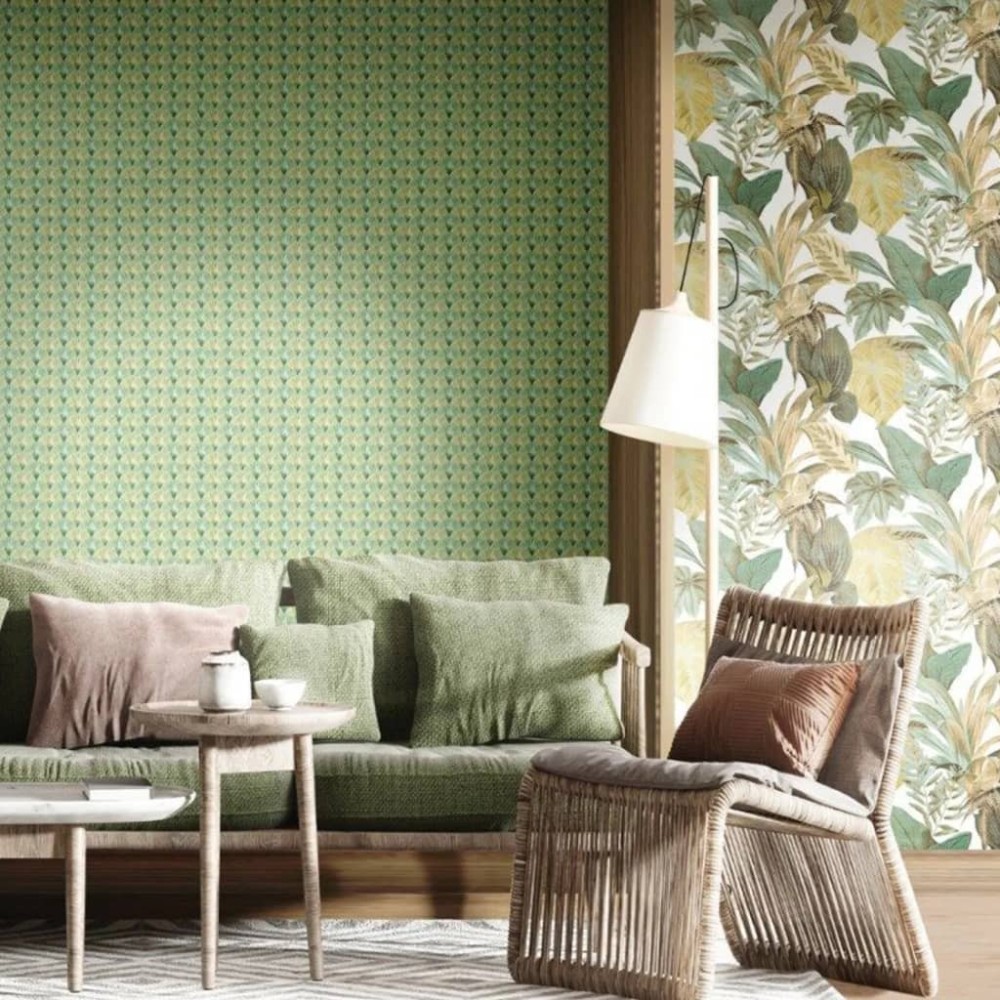 Topchic Tapete Big Leaves Blau und Beige