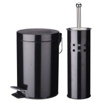 Excellent Houseware 2-tlg. Badaccessoires-Set Edelstahl Schwarz