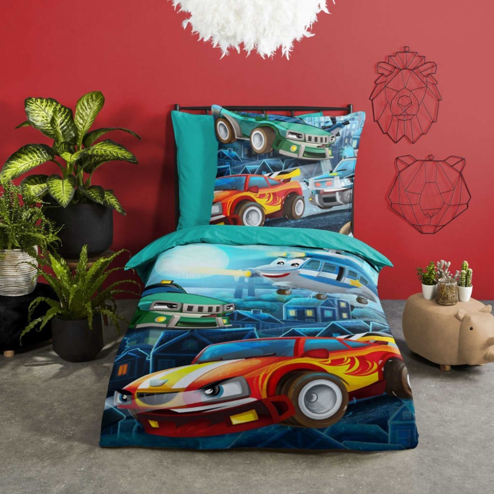 Good Morning Kids Duvet Cover Race 140x200/220 cm