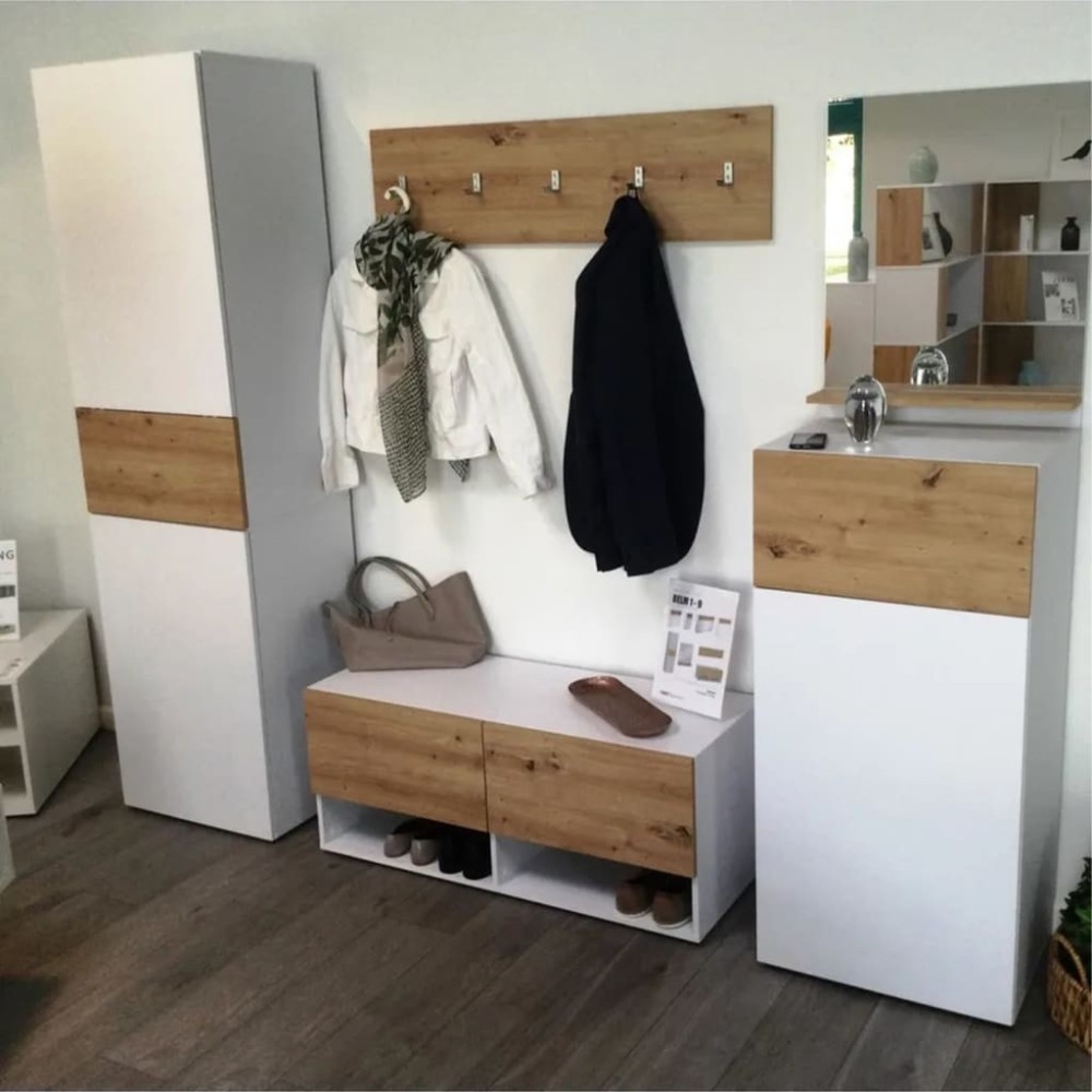 FMD Wardrobe with 2 Doors 54.5x41.7x199.1 cm White and Artisan Oak