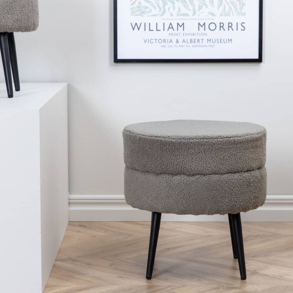 Venture Home Pouffe Pot 40x40x40 cm Teddy Black and Grey