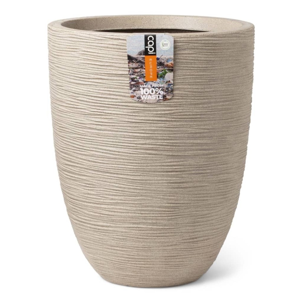 Capi Vase Elegant Low Waste Rib 46x58 cm Terrazzo Beige