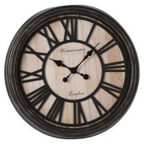 H&S Collection Wall Clock Roman Number London Black and Natural