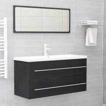 2 Piece Bathroom Furniture Set Concrete Grey Engineered Wood