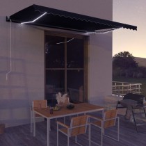 Manual Retractable Awning with LED 500x350 cm Orange and Brown