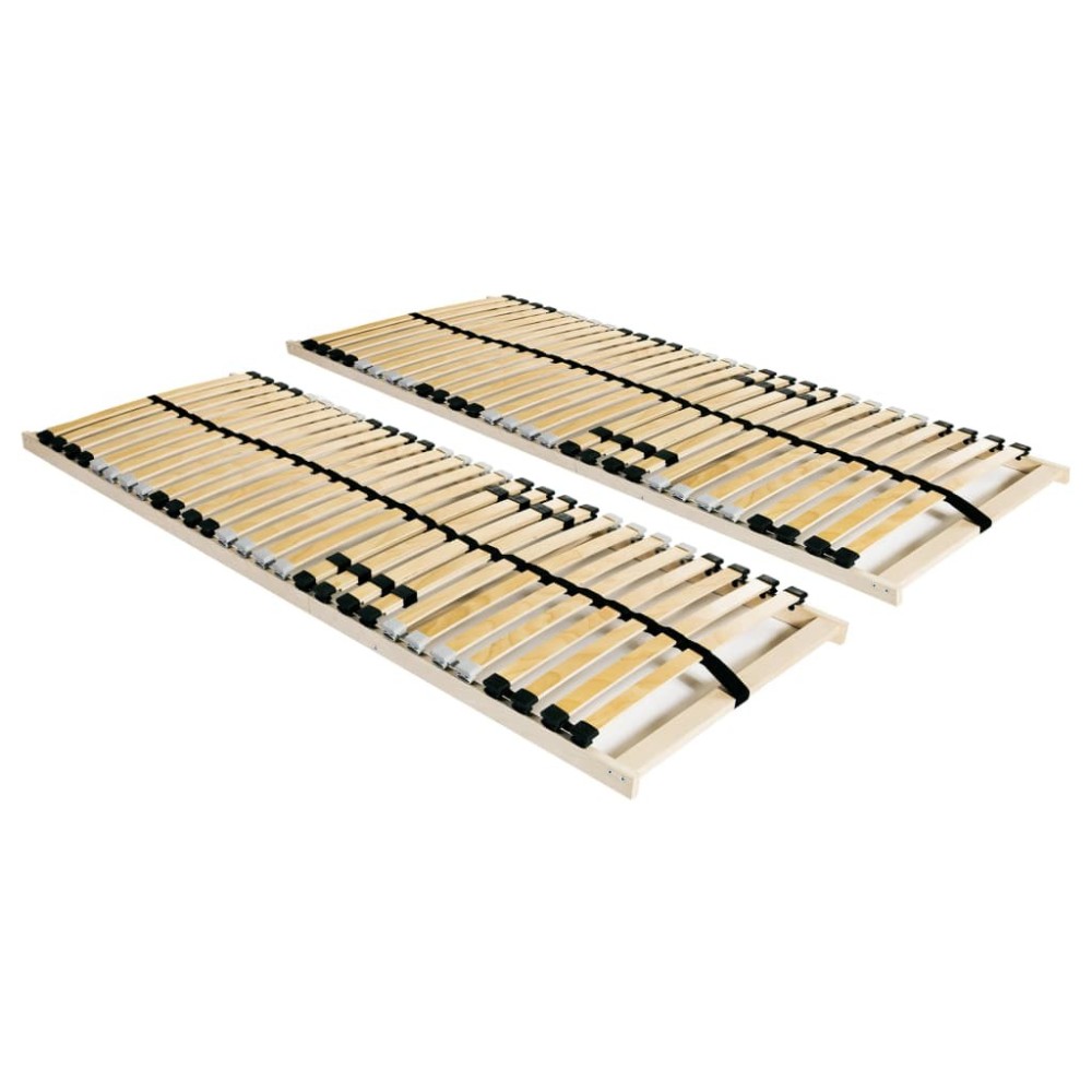 Slatted Bed Bases 2 pcs with 28 Slats 7 Zones 80x200 cm