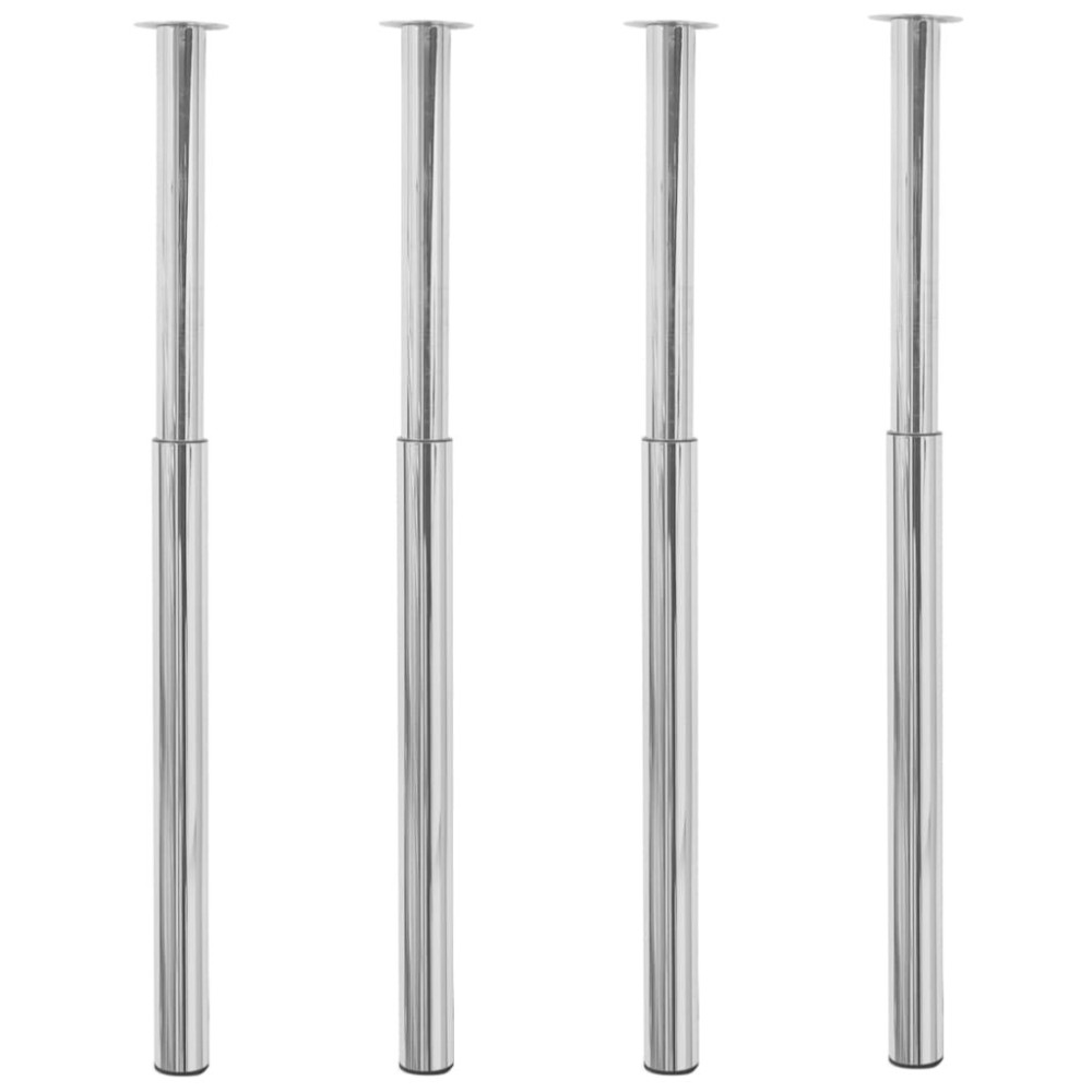 2 Telescopic Table Legs Brushed Nickel 710 mm-1100 mm