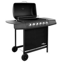 Gas BBQ Grill with 6 Burners Black