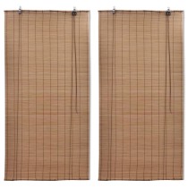 Bamboo Roller Blinds 2 pcs Brown 120x220 cm