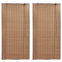 Bamboo Roller Blinds 2 pcs Brown 120x220 cm