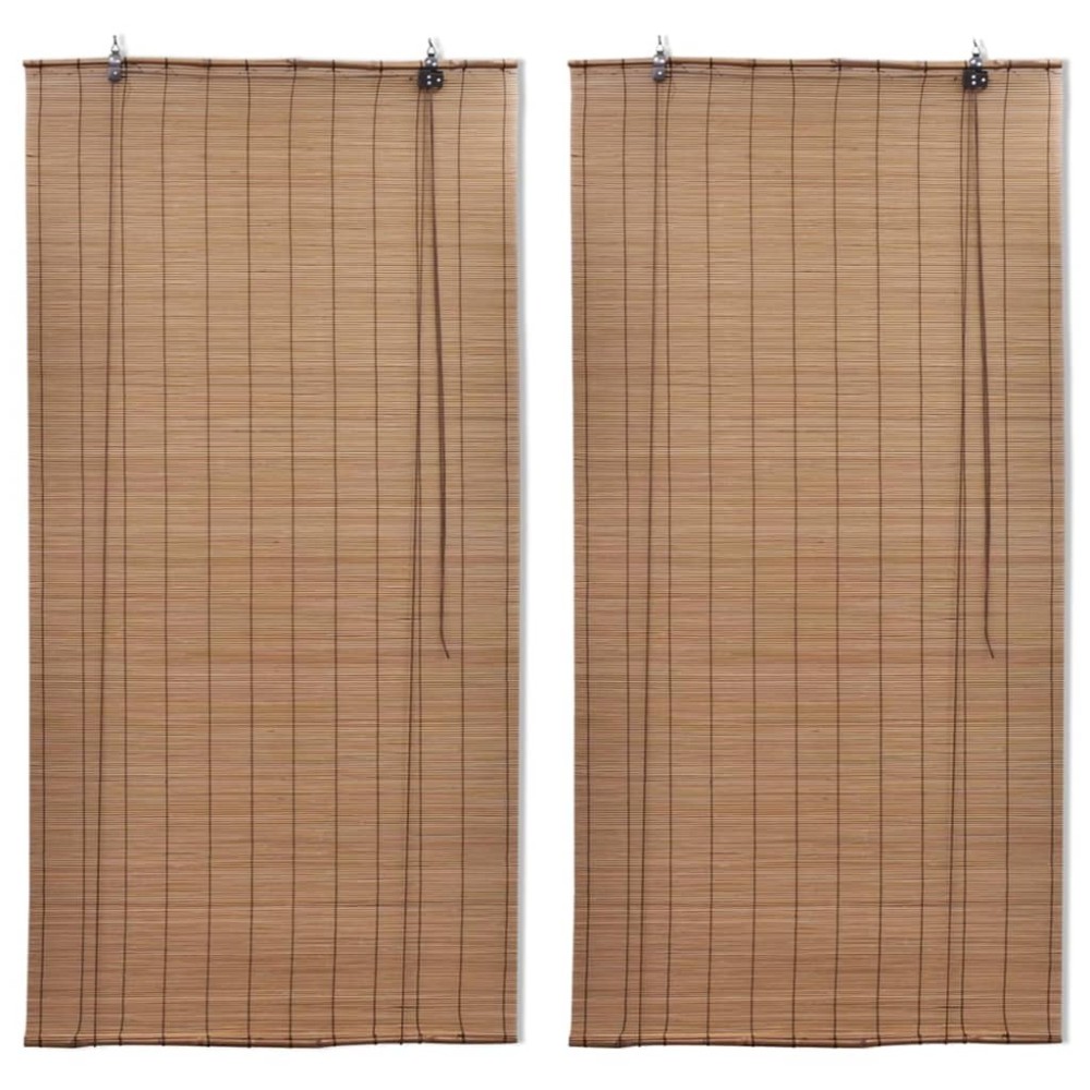 Bamboo Roller Blinds 2 pcs Brown 120x220 cm