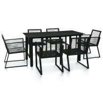 5 Piece Outdoor Dining Set PVC Rattan Black