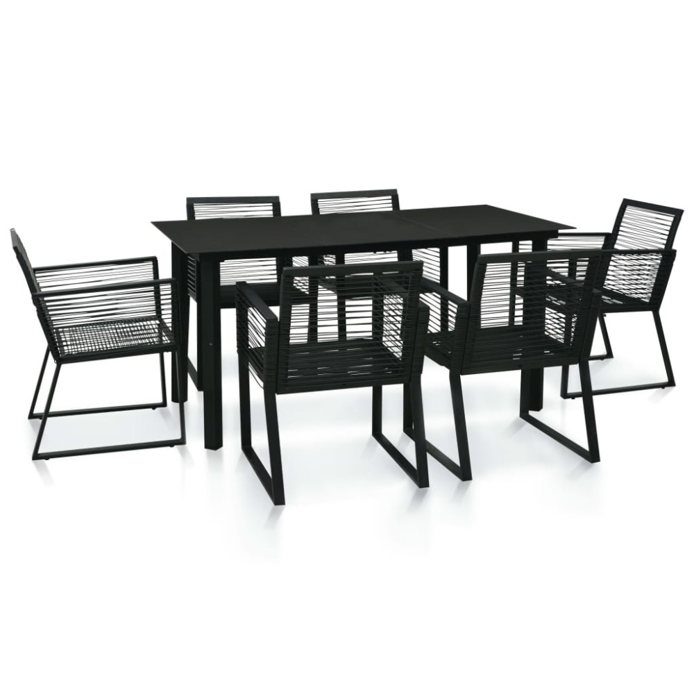 5 Piece Outdoor Dining Set PVC Rattan Black
