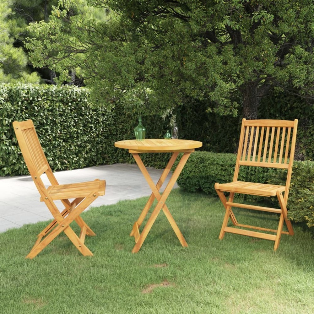 3 Piece Folding Garden Dining Set Solid Acacia Wood