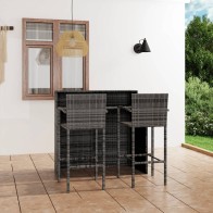 3 Piece Garden Bar Set Brown