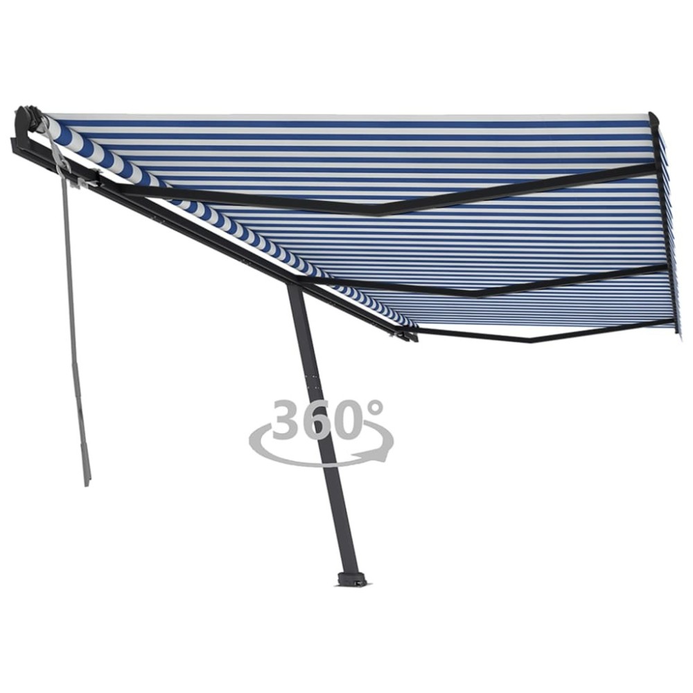 Freestanding Manual Retractable Awning 600x300 cm Blue/White