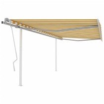 Markise Manuell Einziehbar mit Pfosten 3x2,5 m Blau & Weiß
