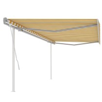 Manual Retractable Awning with Posts 4x3.5 m Orange and Brown