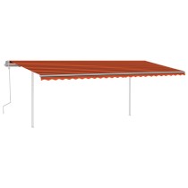 Manual Retractable Awning with Posts 4x3.5 m Orange and Brown