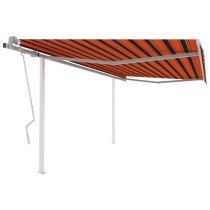 Markise Manuell Einziehbar mit Pfosten 3x2,5 m Blau & Weiß