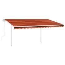 Markise Manuell Einziehbar mit Pfosten 3x2,5 m Blau & Weiß