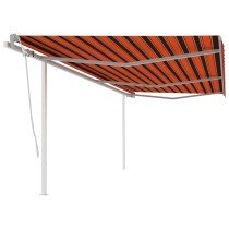 Markise Manuell Einziehbar mit Pfosten 3x2,5 m Blau & Weiß
