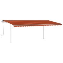 Markise Manuell Einziehbar mit Pfosten 3x2,5 m Blau & Weiß