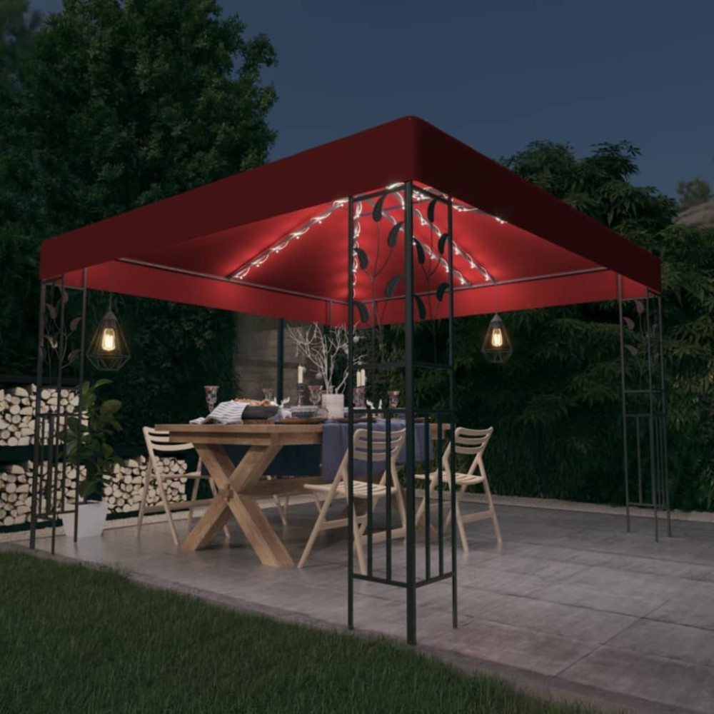 Pavillon mit LED-Lichterkette 3x3 m Anthrazit