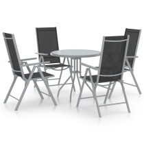 5 Piece Garden Dining Set Aluminium and Textilene Black