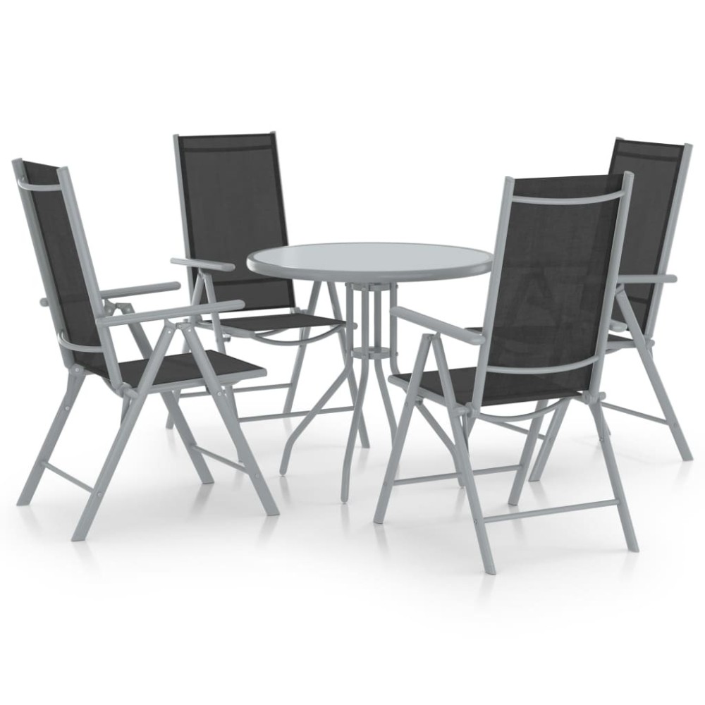 5 Piece Garden Dining Set Aluminium and Textilene Black